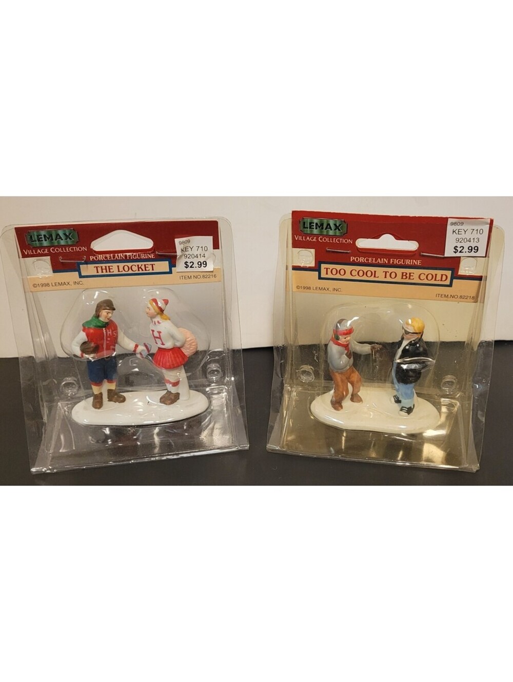Lemax Christmas 1998 Too Cool to be Cold #82228 & The Locket #82216 - Lot of 2